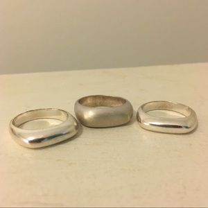 Set of 3 silver metal rings